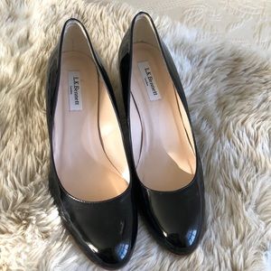 LK Bennett Black Patent Espadrille Wedges! Sz 40